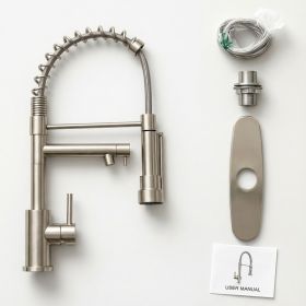 Touch Kitchen Faucet With Pull Down Sprayer, Single Handle Stainless Steel Spring Neck Kitchen Faucet, 2 Function Spray Head, Single Hole Installation
