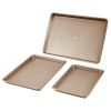 VEVOR Baking Pans Set, 3-Piece, Nonstick Carbon Steel Cookware Sheets & Trays, Stackable Kitchen Oven Bakeware Cooking Sets with Silicone Handles