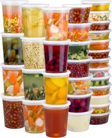 60 Sets (120-Piece) Deli Containers with Lids, 32/16/8 oz X 20 Set Each, Leak-Proof BPA Free Airtight Takeout Plastic Food Storage Containers for Soup