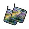 Lavender in Watercolor Pair of Pot Holders Kitchen Heat Resistant Pot Holders Sets Oven Hot Pads for Cooking Baking BBQ, 7 1/2 x 7 1/2