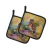 Burrowing Owl Pair of Pot Holders Kitchen Heat Resistant Pot Holders Sets Oven Hot Pads for Cooking Baking BBQ, 7 1/2 x 7 1/2