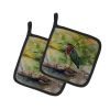 Green Heron Pair of Pot Holders Kitchen Heat Resistant Pot Holders Sets Oven Hot Pads for Cooking Baking BBQ, 7 1/2 x 7 1/2