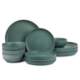 Caspian Green 12-Piece Ceramic Dinnerware Set