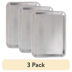 (3 pack) 13" x 10" Aluminum Quarter Sheet, Rectangular Cookie Baking Sheet Pan, Silve