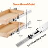 VEVOR 2 Tier Pull Out Cabinet Organizer, 14"W x 21"D Cabinet Drawer, Soft Close Slide out Shelf, Heavy-Duty Sliding Wood Drawer