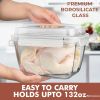 17 Cups / 132 Oz / 3900ml Large Glass Food Storage Containers with Lids - Leakproof, BPA-Free Large Meal Prep Container Ideal for Roasting Turkey