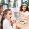 6 Pack Snack Boxes, 4 Compartment Lunch Boxes, Reusable Bento Boxes for Adults, Wheat Straw, Divided Food Containers with Lids