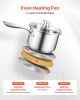 VEVOR 2.5 QT Saucepan with Steamer, Stainless Steel Saucepan with Glass Lid, Multipurpose Nonstick Stainless Steel Sauce Pot with Ergonomic Handle