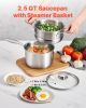 VEVOR 2.5 QT Saucepan with Steamer, Stainless Steel Saucepan with Glass Lid, Multipurpose Nonstick Stainless Steel Sauce Pot with Ergonomic Handle