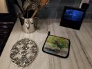 Green Heron Pair of Pot Holders Kitchen Heat Resistant Pot Holders Sets Oven Hot Pads for Cooking Baking BBQ, 7 1/2 x 7 1/2