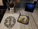 Great Horned Owl Pair of Pot Holders Kitchen Heat Resistant Pot Holders Sets Oven Hot Pads for Cooking Baking BBQ, 7 1/2 x 7 1/2