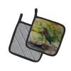 Green Heron Pair of Pot Holders Kitchen Heat Resistant Pot Holders Sets Oven Hot Pads for Cooking Baking BBQ, 7 1/2 x 7 1/2