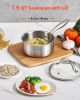 VEVOR 1.5 QT Saucepan, Stainless Steel Saucepan with Glass Lid, Multipurpose Nonstick Stainless Steel Small Cooking Sauce Pot with Ergonomic Handle