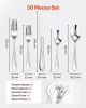 VEVOR 30-Piece Silverware Set, Food-Grade Stainless Steel Flatware Utensils, Mirror Finished Cutlery Set