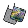 Lavender in Watercolor Pair of Pot Holders Kitchen Heat Resistant Pot Holders Sets Oven Hot Pads for Cooking Baking BBQ, 7 1/2 x 7 1/2