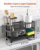 VEVOR Kitchen Sink Caddy Organizer, 2 Tier Sponge Holder for Kitchen Sink with High Brush Holder & Divider, Storage Rack with Rotatable Drainage Spout