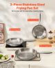 VEVOR Tri-Ply Stainless Steel Frying Pan, 3 Pcs Set (8, 10, 12 in), Cooking Skillet with Heat-Resistant Handle, Chef's Kitchen Cookware, Oven, Gas