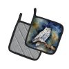 Snowy Owl Pair of Pot Holders Kitchen Heat Resistant Pot Holders Sets Oven Hot Pads for Cooking Baking BBQ, 7 1/2 x 7 1/2