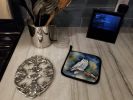 Snowy Owl Pair of Pot Holders Kitchen Heat Resistant Pot Holders Sets Oven Hot Pads for Cooking Baking BBQ, 7 1/2 x 7 1/2