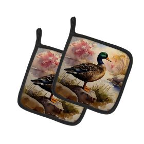 American Black Duck Pair of Pot Holders Kitchen Heat Resistant Pot Holders Sets Oven Hot Pads for Cooking Baking BBQ, 7 1/2 x 7 1/2 (Default: Default)