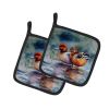 Redhead Duck Pair of Pot Holders Kitchen Heat Resistant Pot Holders Sets Oven Hot Pads for Cooking Baking BBQ, 7 1/2 x 7 1/2
