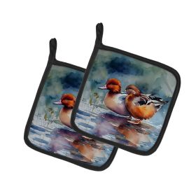 Redhead Duck Pair of Pot Holders Kitchen Heat Resistant Pot Holders Sets Oven Hot Pads for Cooking Baking BBQ, 7 1/2 x 7 1/2 (Default: Default)