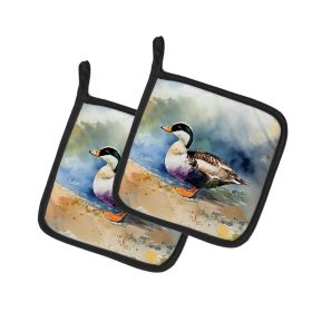 Common Eider Duck Pair of Pot Holders Kitchen Heat Resistant Pot Holders Sets Oven Hot Pads for Cooking Baking BBQ, 7 1/2 x 7 1/2 (Default: Default)
