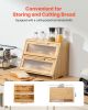 VEVOR Double Layer Bread Box for Kitchen Counter, Large Capacity Bamboo Bread Storage Container, Farmhouse Wooden Breadbox for Homemade Bread