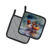 Redhead Duck Pair of Pot Holders Kitchen Heat Resistant Pot Holders Sets Oven Hot Pads for Cooking Baking BBQ, 7 1/2 x 7 1/2